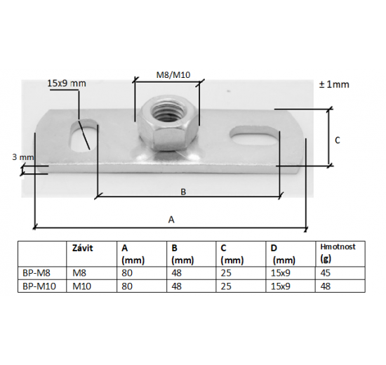 Base plate galvanized | M8, mounting and anchor system