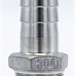 Hose nipple extension / hose end with hexagon / type 337  1/2", stainless steel