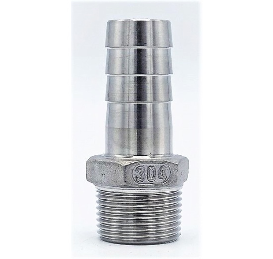 Hose nipple extension / hose end with hexagon / type 337  1/2", stainless steel