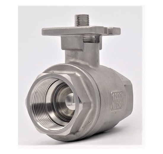 Stainless ball valve, 2- pieced with mounting plate for actuator | 1 1/4"