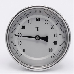 All-stainless steel bimetal thermometer with immersion shaft in well | 0-100 ℃, 100 mm