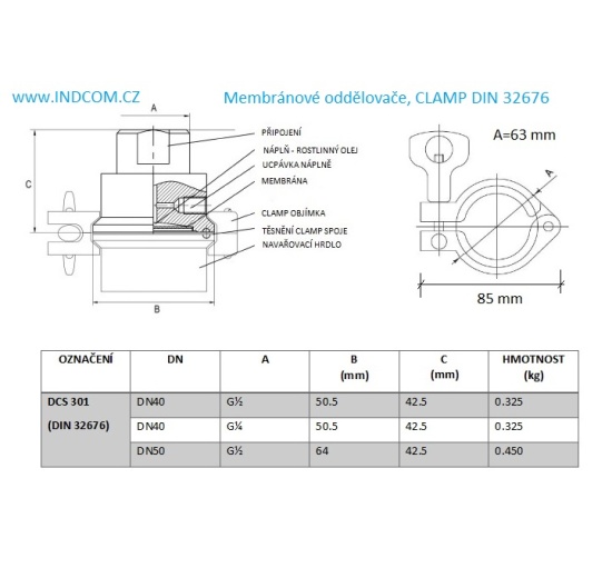 separating stainless steel membranes - dimensions