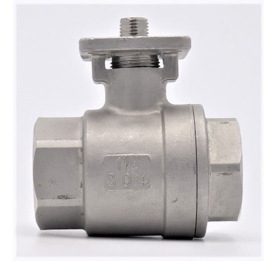 Stainless ball valve, 2- pieced with mounting plate for actuator | 1 1/4"