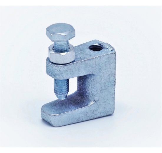beam clamp for fixing M8 threaded rods to steel profiles with fixing screw