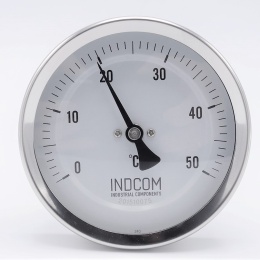 All-stainless steel bimetal thermometer with immersion shaft, threaded, angle connection | 0-50 ℃ (1/2”) 100 mm