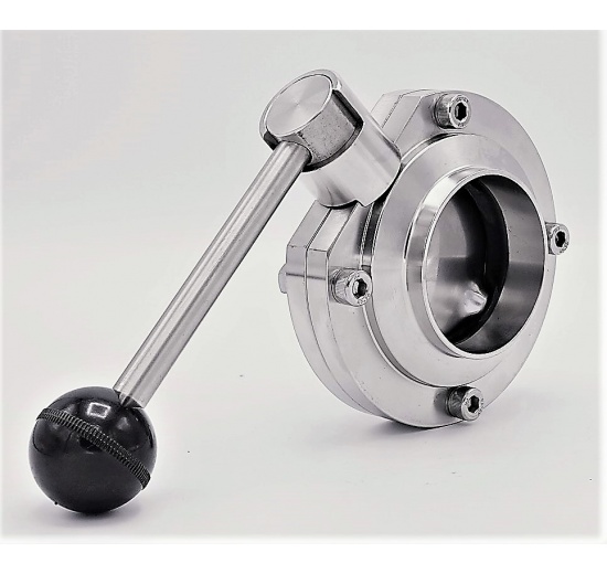 Butterfly Valve, welded, type S-S DN65_180 stainless steel
