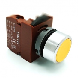 Button non-translucent - yellow, 1x NO contact