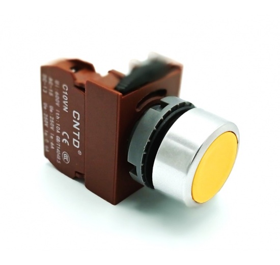 Button non-translucent - yellow, 1x NO contact