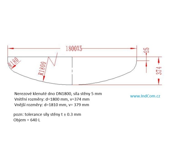 Stainless Steel Dished Bottom|  1800*4.5 mm