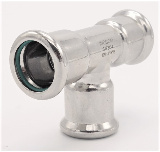 T Piece, Press Fittings, F/F/F 18 mm, stainless steel