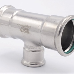 T Piece, Press Fittings, reduced F/F/F 42_28_42, stainless steel