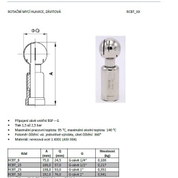 Rotary cleaning ball, threaded, stainless steel, use in beverage production