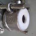 Stainless ball valve with full bore, three- pieced, threaded