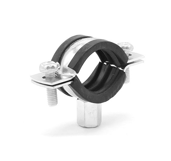 Pipe Clamp with Rubber EPDM, two screw, M8/M10, galvanized