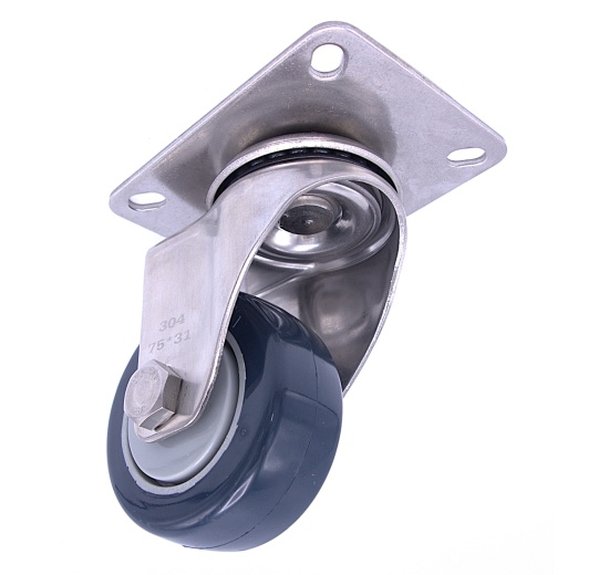 Transport Casters, swivel, stainless steel, diameter 75 mm