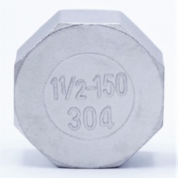 Stainless steel threaded end cap with hexagon 6/4"