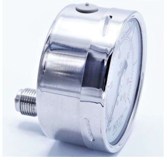 Stainless steel pressure gauges - the back (axial) connection, dial 100 mm 0 - 6 bar (1/2")