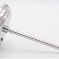 All-stainless steel bimetal thermometer with immersion shaft in well