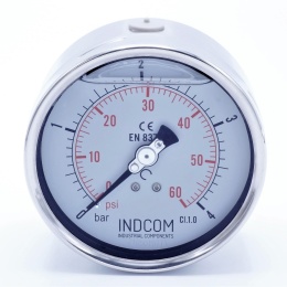Stainless steel pressure gauges - the back (axial) connection, dial 100 mm | 0 - 4 bar (1/2")