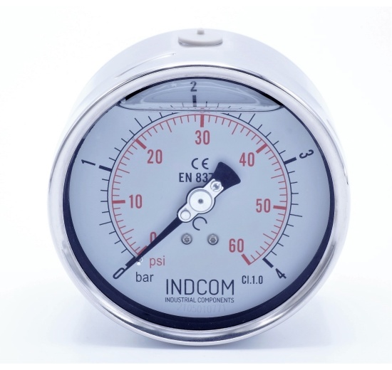 Stainless steel pressure gauges - the back (axial) connection, dial 100 mm | 0 - 4 bar (1/2")