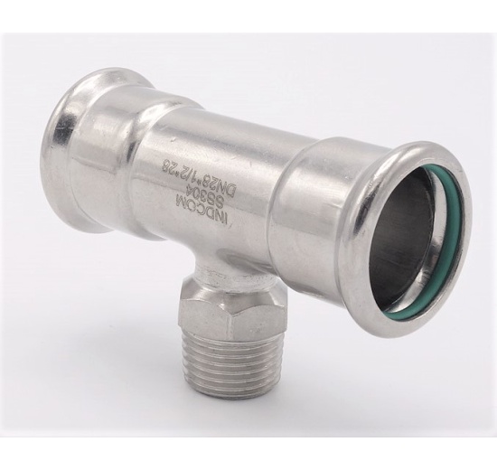 T-kus, nerezový,lisovací F/M(závit vnější)/F 28_1/2"_28