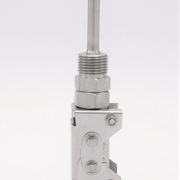 All-stainless steel bimetal thermometer with immersion shaft, threaded - angle connection