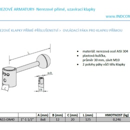 přímé uzavírací klapky_náhradní ovládací páka 2 polohy