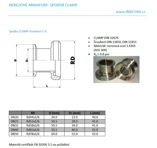 Clamp Connection Union 11851 Stainless Steel _C-G