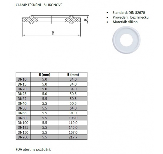 CLAMP Gasket - Silicone DN80 datasheet