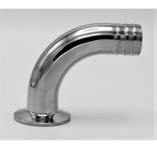 Clamp Hose Adapter 90° DN25, stainless steel