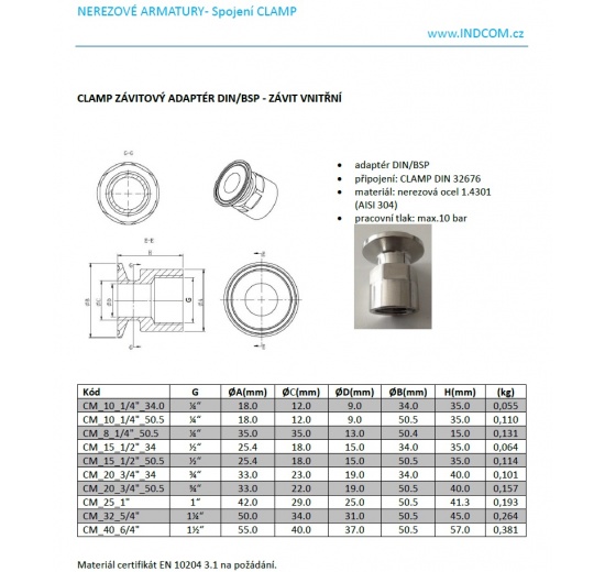 CLAMP Threaded Adapter, Inner Thread (mufna)