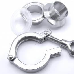 Clamp Welded Ferrule DN32 with heavy duty Clamp, silicone gasket