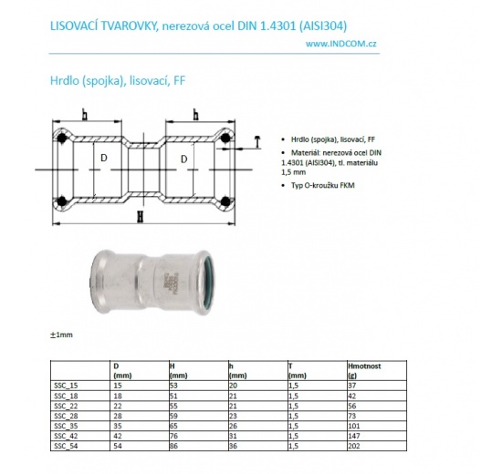 Coupling Press Fittings, Stainless Steel, F/F