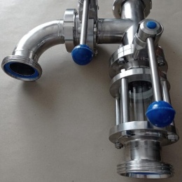 Customized straight sight glass with butterfly valves and T-piece and elbow