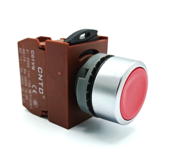 Button non-translucent - red, 1x NC contact