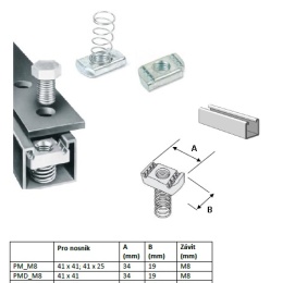 Sliding Nuts M8 (with spring)