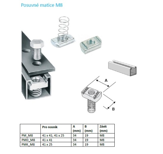 Sliding Nuts M8 (with spring)