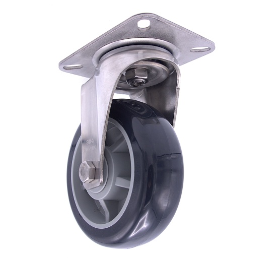 Transport casters, swivel, stainless steel, diameter 150 mm