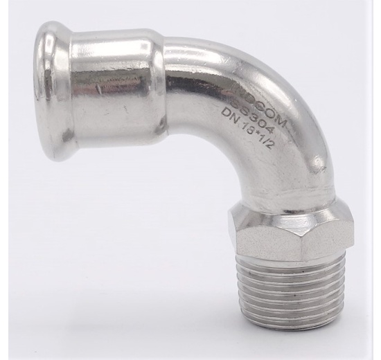 Elbow 90°, Press Fittings, F/external thread 18 mm_1/2"