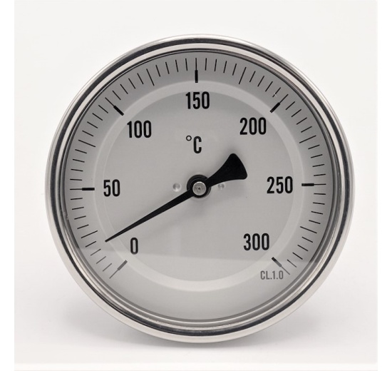 All-stainless steel bimetal thermometer with immersion shaft in well | 0-300 ℃,
