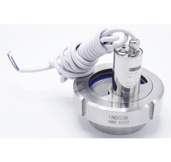 Union sight glass with LED lighting, welding, DN80, cable