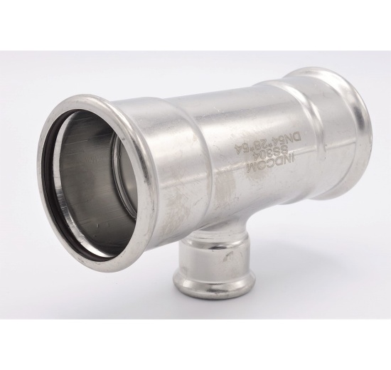 T Piece, Press Fittings, reduced F/F/F 54_28_54, stainless steel