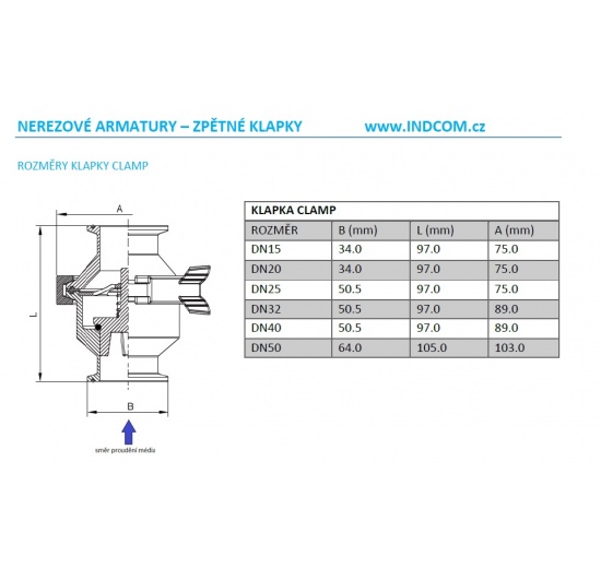 data sheet check valve clamp