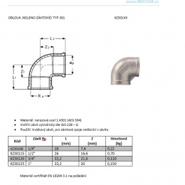 data sheet stainless steel threaded elbow type 301