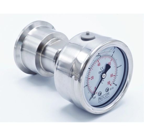 Stainless Steel Pressure Gauge 63 mm (back connection) with Separating Diaphragm-CLAMP 0-6 bar, (clamp-50,5mm)