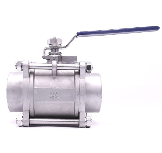 Stainless steel ball valve with full bore, three- pieced, welded | 3"