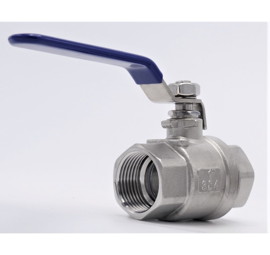 Stainless steel ball valve with full bore, two- piece 1”