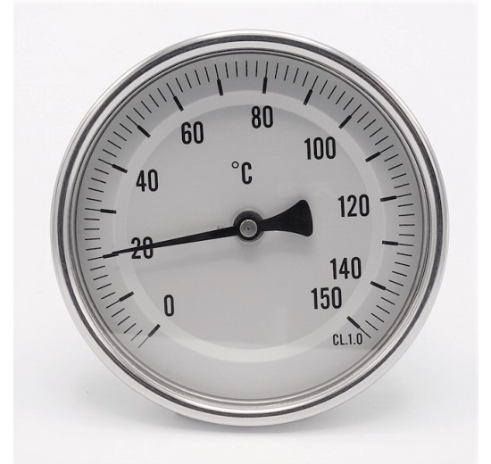 All-stainless steel bimetal thermometer with immersion shaft, threaded | 0-150 ℃ (1/2”) 100 mm