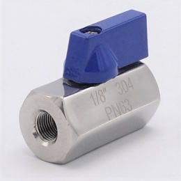 MINI Stainless Steel Ball Valve With Reduced Flow, One-piece, Threaded, stainless steel AISI304
