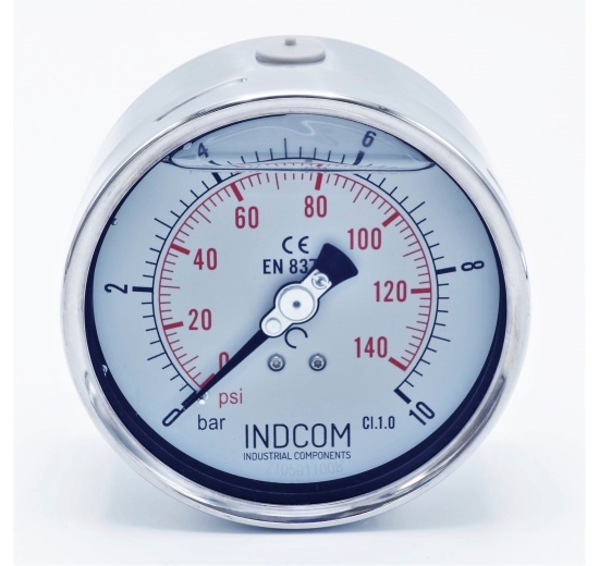 Stainless steel pressure gauges - the back (axial) connection, dial 100 mm | 0 - 10 bar (1/2")